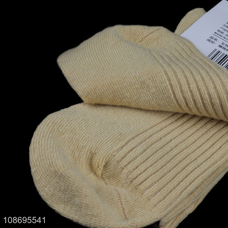 Wholesale soft comfy breathable combed cotton crew socks for women