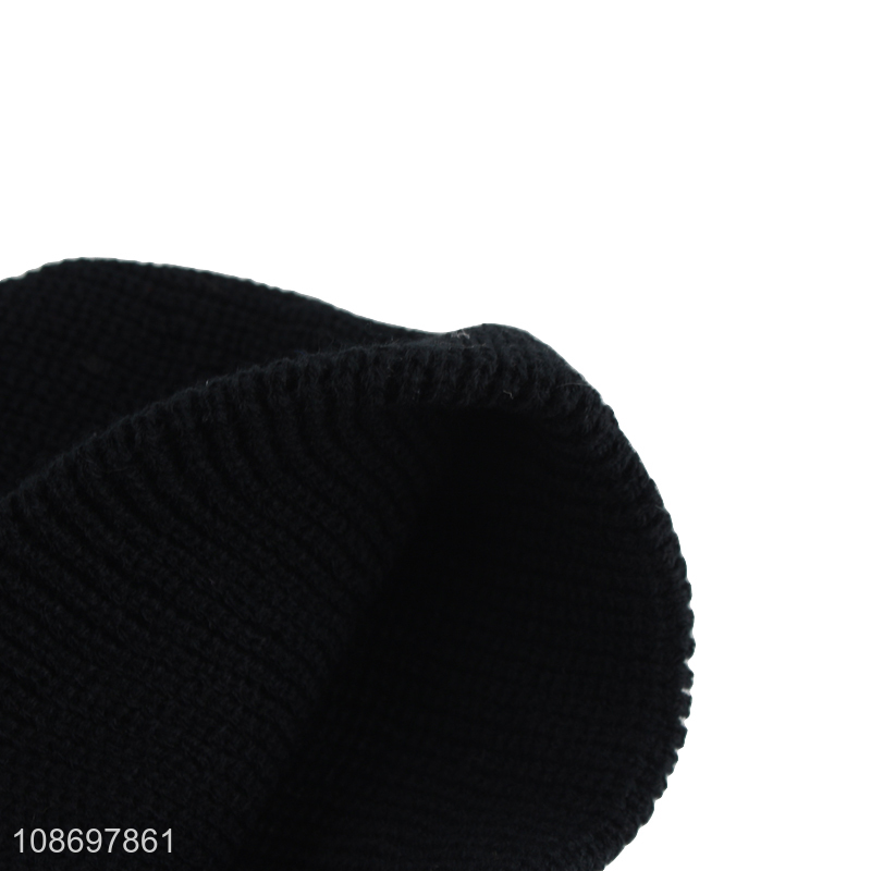 Good selling black winter outdoor thickened fashion beanies hat wholesale