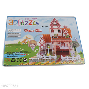 Factory direct sale DIY 3D warm villa jigsaw puzzle DIY toy for kids