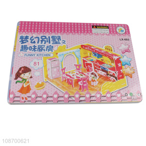 New product 81 pieces DIY 3D funny kitchen puzzle for girls boys