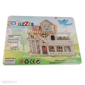 New product DIY 3D European style villa jigsaw puzzle toy for kids