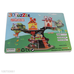 Hot selling DIY 3D animal tree house jigsaw puzzle toy for kids