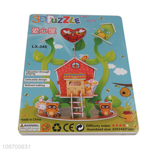 Good quality DIY 3D heart house jigsaw puzzle for kids age 3+