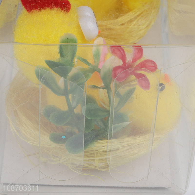 Wholesale mini Easter chicks with nest for Easter party favors table decor