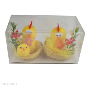 Wholesale mini Easter chicks with nest for Easter party favors table decor
