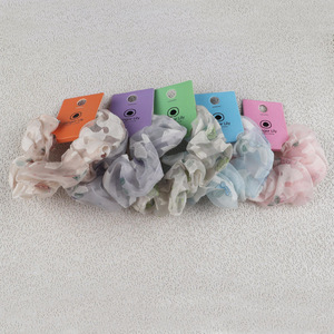 Yiwu factory multicolor elastic girls fashion flower hair scrunchies hair rope