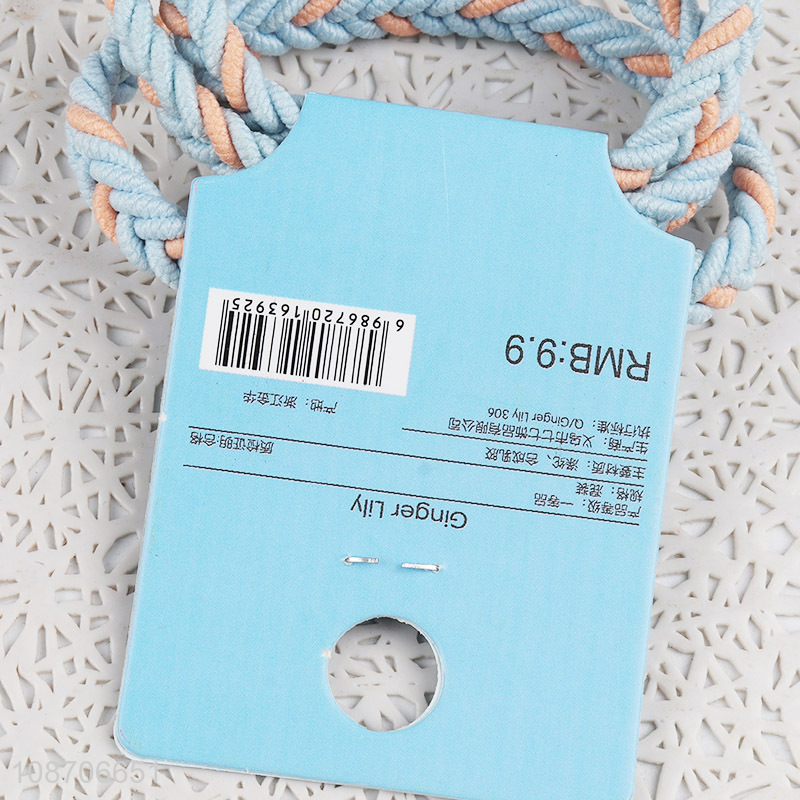 Yiwu market two-tone braided hair scrunchie elastic hair rope for girls