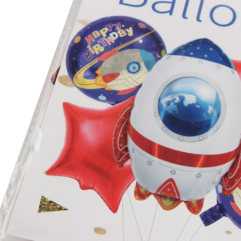 Popular products cartoon rocket foil balloon set for birthday party decoration