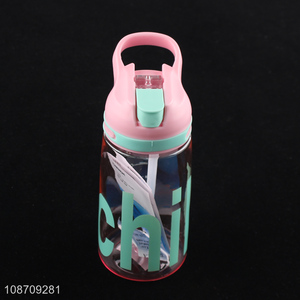 Hot product 450ml portable spill proof plastic water bottle with straw