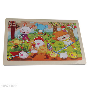 Hot selling cartoon animal series wooden children jigsaw puzzle toys