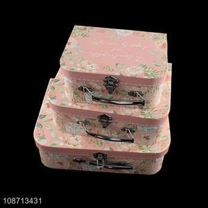 Good price delicate floral print cardboard flower arrangement box suitcases