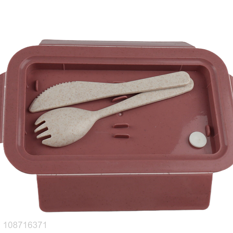 Wholesale 2-compartment wheat straw meal pre lunch box with spoon & fork