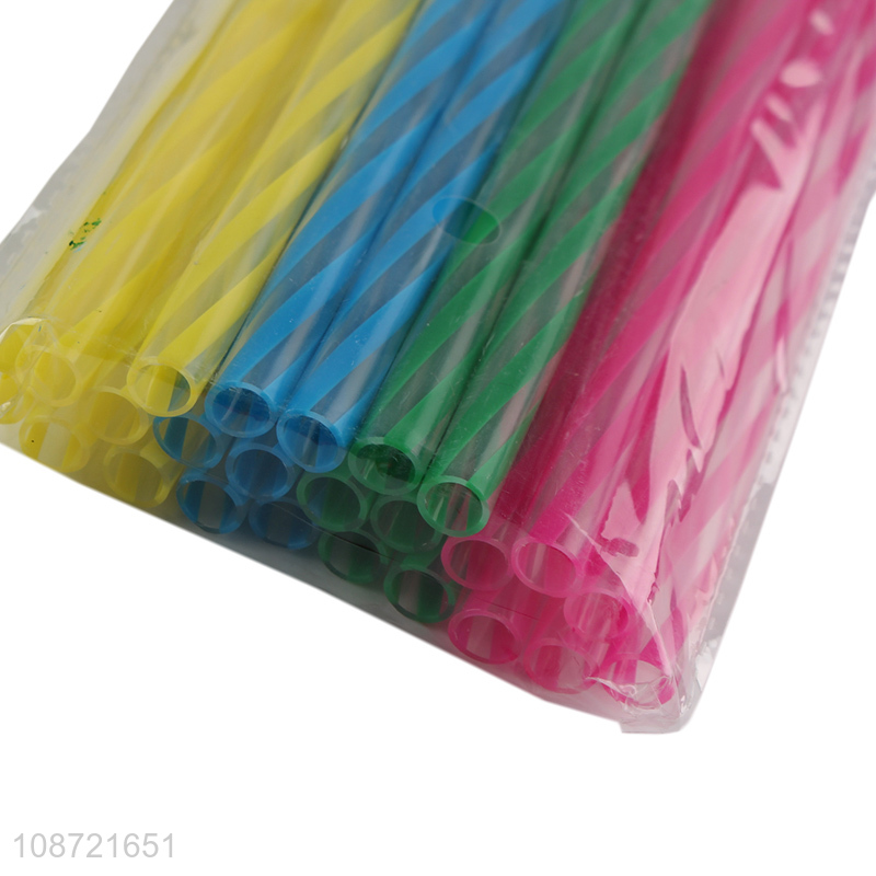 Wholesale rainbow color striped straws reusable hard plastic drinking straws