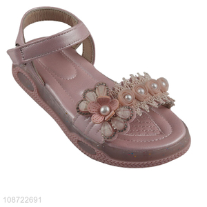 Hot selling girls kids fashion beach <em>shoes</em> casual flower sandal wholesale