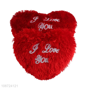 Hot selling plush heart throw pillow fluffy heart back cushion for Valentine
