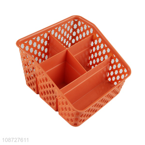 China supplier plastic desktop organizer hollow storage basket for office