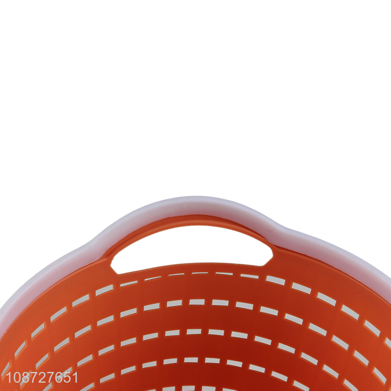 Hot products round plastic hollow desktop storage basket with handle