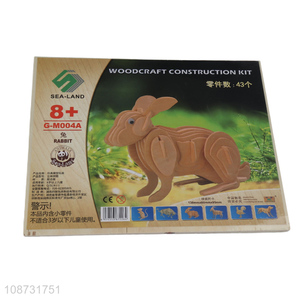 Most popular rabbit wooden 3d children puzzle toys kids educational toys
