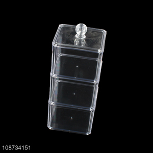 Factory wholesale three-layer clear cotton swab storage box with lid