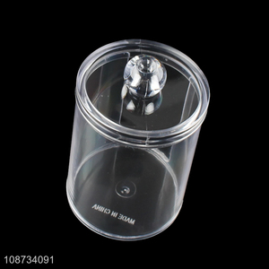 Latest products round clear cotton swab storage box multi-purpose cotton pad box