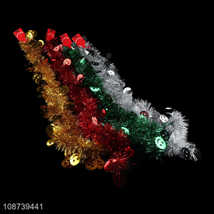 New product Christmas tinsel garland hanging wreaths for home decoration