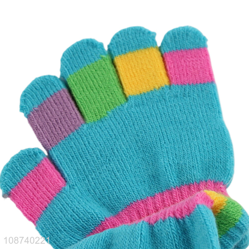 Top quality colorful acrylic winter warm children gloves for outdoor