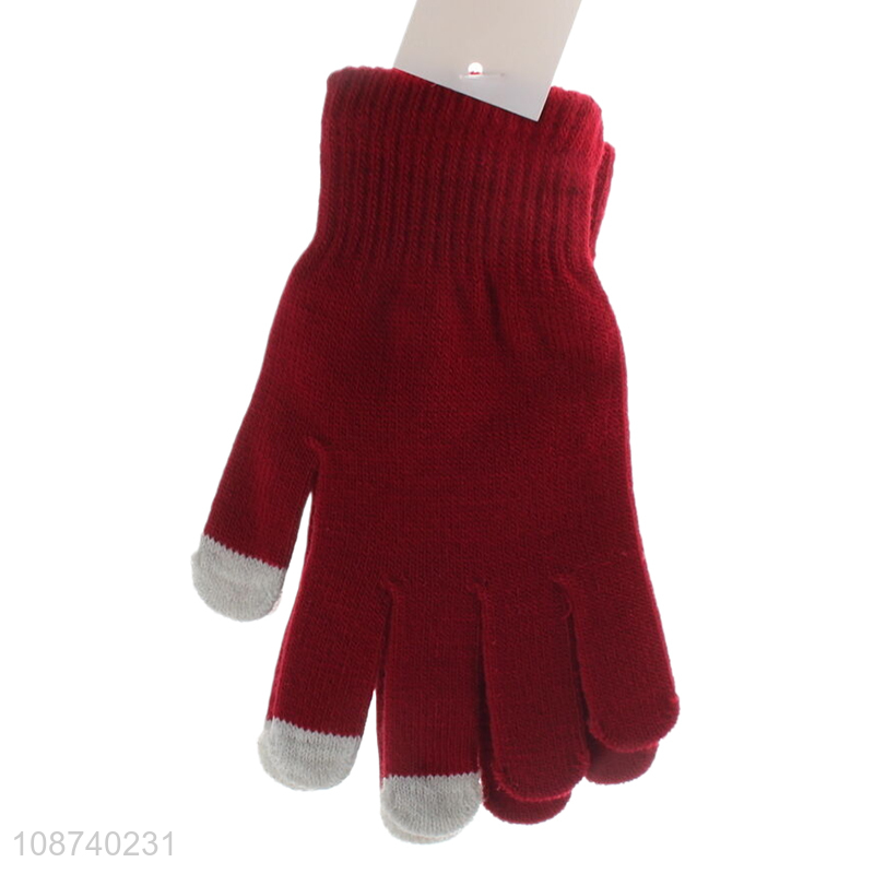 Good selling winter warm knitted women gloves touch screen gloves