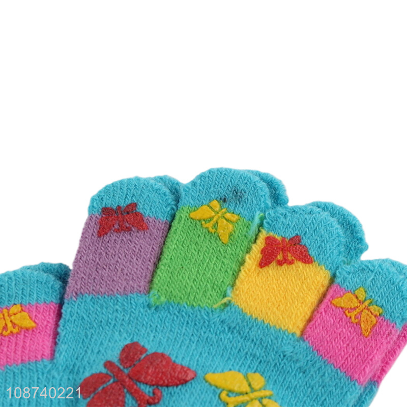 Top quality colorful acrylic winter warm children gloves for outdoor