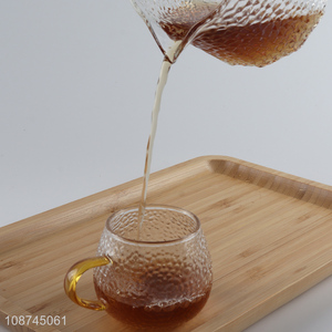Hot selling hammered pattern glass coffee mug tea cup glass drinkware