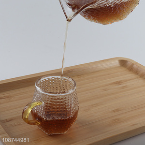 New design colored handle glass teacup coffee mug glass drinkware