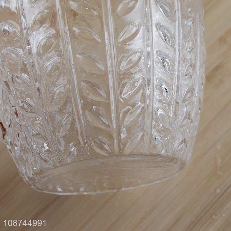 High quality transparent textured glass milk mug tea cup with handle