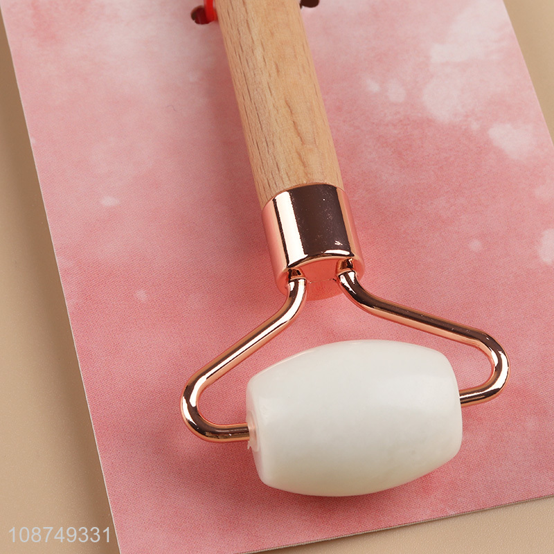 Most popular double-sided white natural jade stone facial massage roller