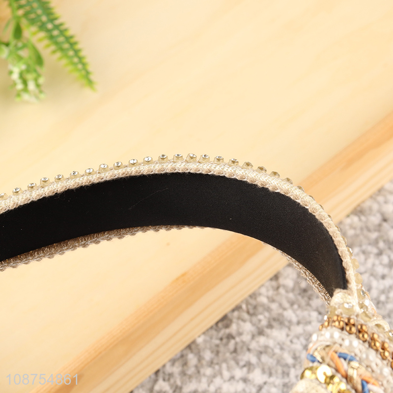 New product luxury pearl rhinestone headband knotted hair hoop for women