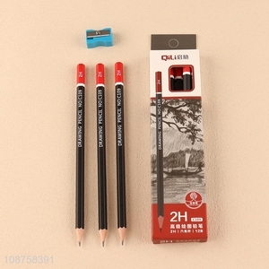 Factory Price 12 Pieces 2H Graphite Sketch Pencils Art Supplies