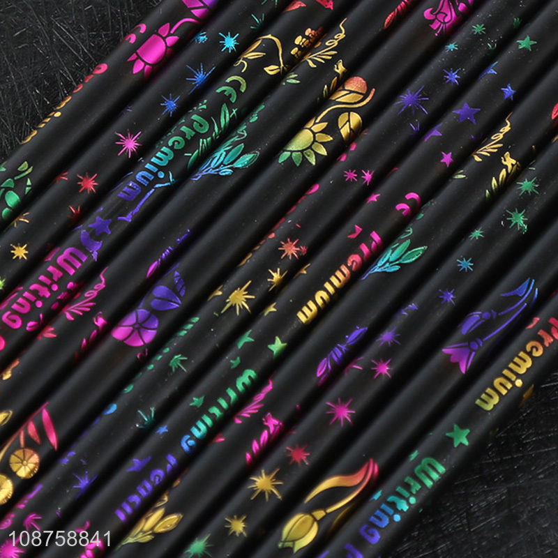 New Product 12 Pieces Blackwood HB Pencils with Colorful Diamond Toppers