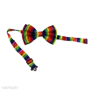 Hot selling pre-tied bow tie adjustable bowties rainbow bow tie