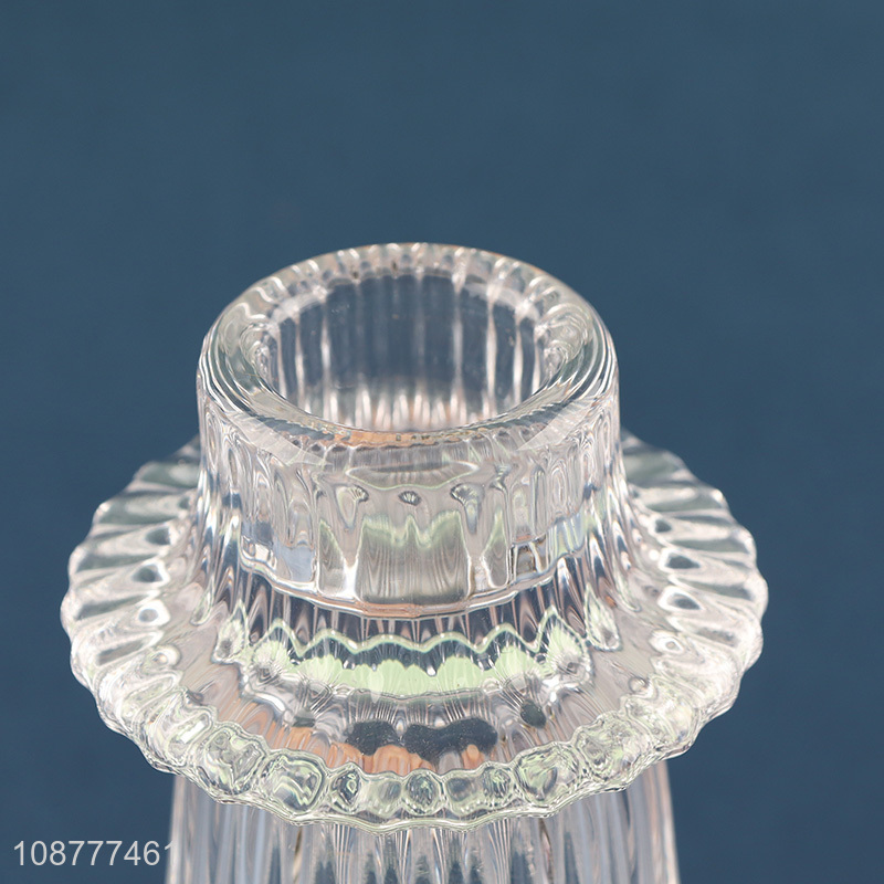 Factory price double sided glass candlestick holder