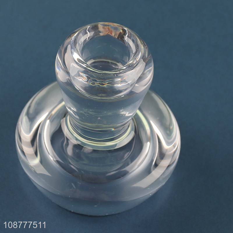 Factory supply double sided glass taper candle holder