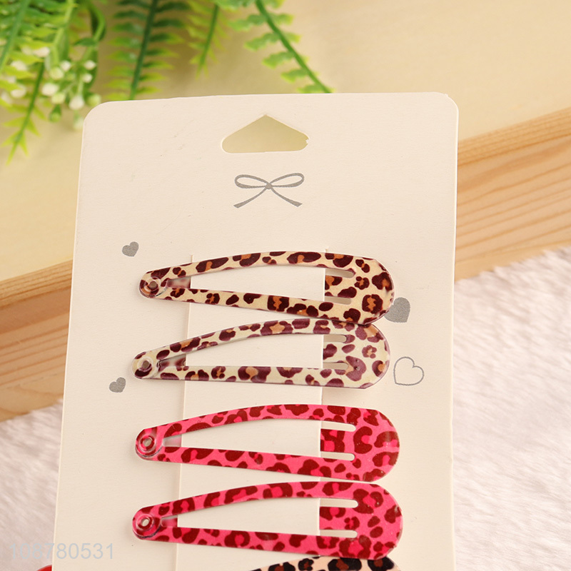 New arrival leopard print alloy snap hair clips