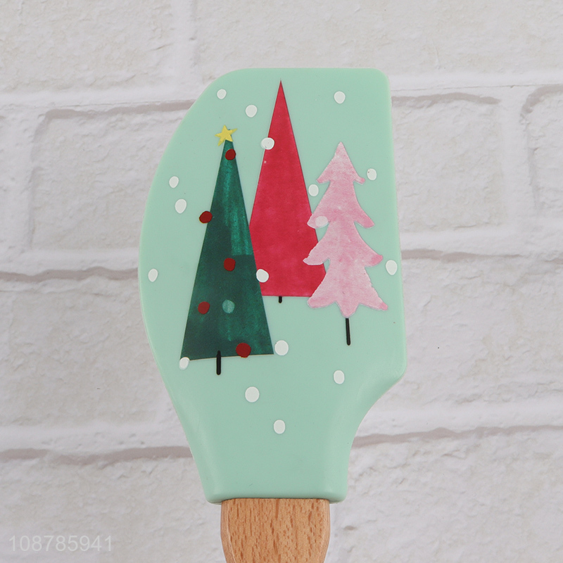 New arrival wooden handle Christmas silicone spatula