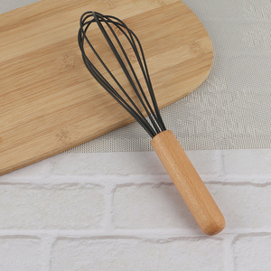 Factory price wooden handle silicone balloon egg whisk