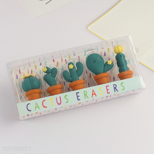 New arrival 5pcs cactus shaped eraser set