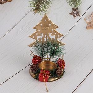 New product metal Christmas candle holder pine cones candlestick