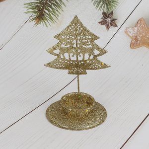 New product metal glitter candle holder Christmas candle holder