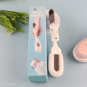 Wholesale multi-function shoe cleaner brush with soft & hard bristle