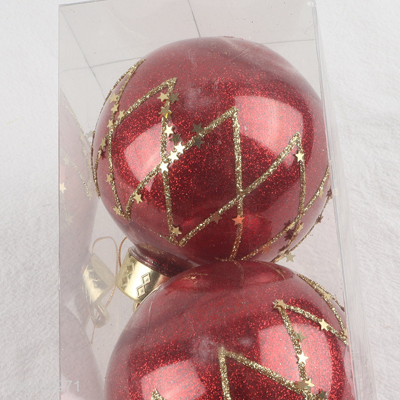 Good selling red 3pcs round christmas ball wholesale