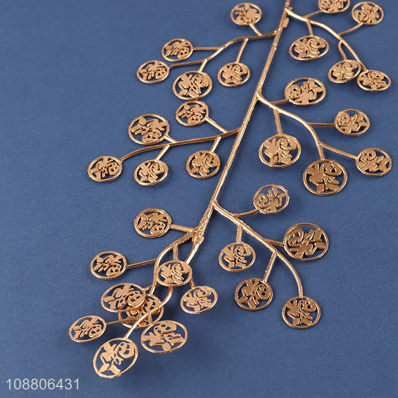 New product metallic faux plant leaves for table decoration