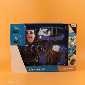 Hot products electric diy police car toy with music
