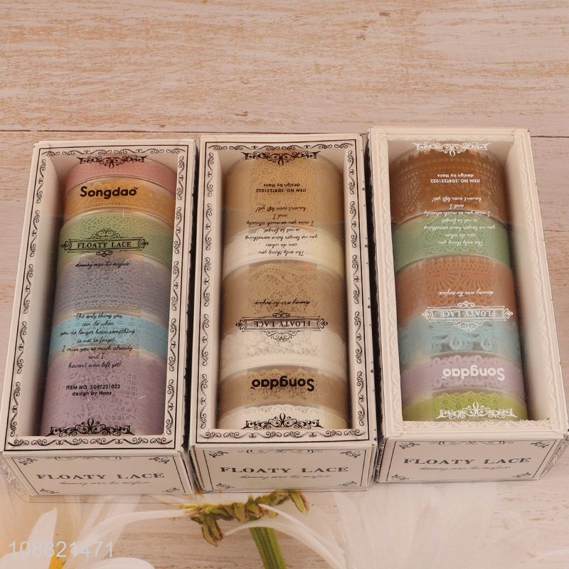 High quality 6 rolls lace washi paper tape set for journaling