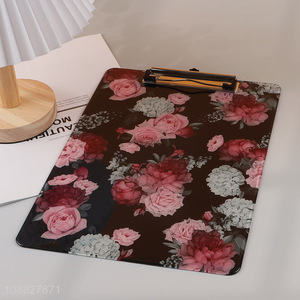 High quality A4 floral print plastic clip board for students